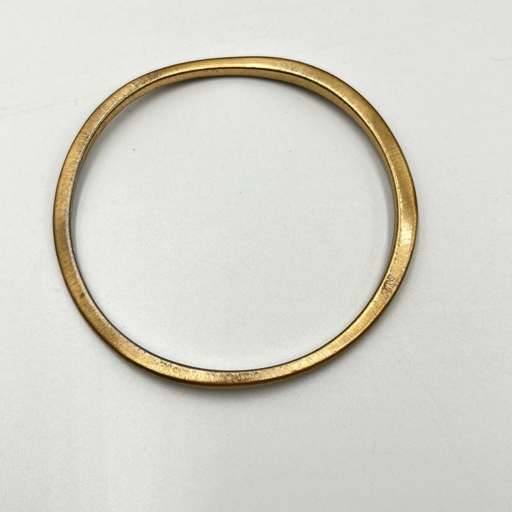 Vintage Brutalist Metal Wavy Bangle Bracelet Gold Tone Organic Curved Minimalist